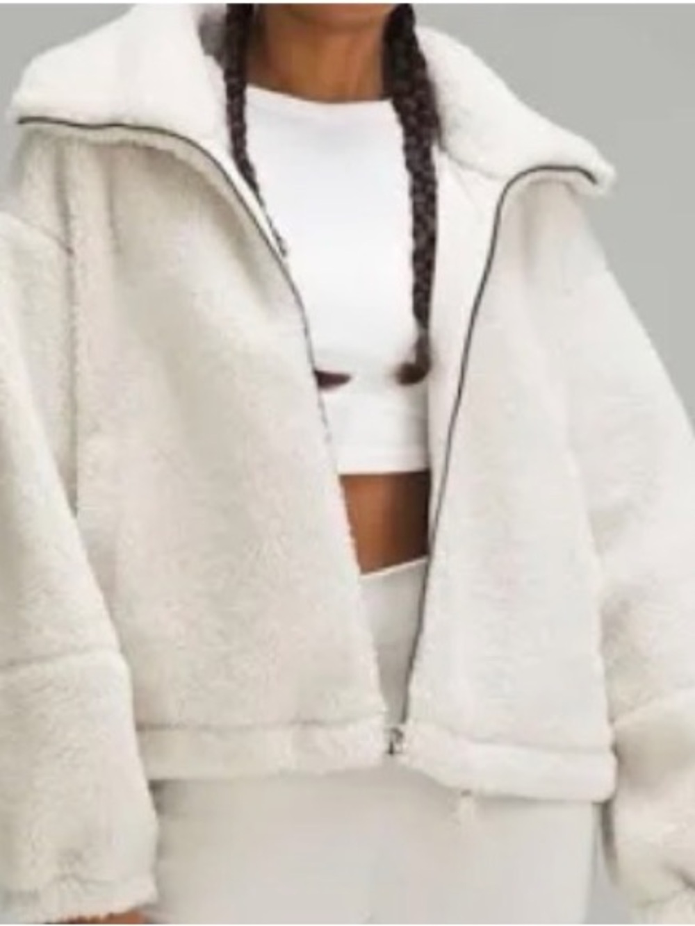 Lululemon Women’s Heavy Fleece Zip-Up Teddy Outdoor Jacket White Opal Size 4 EUC